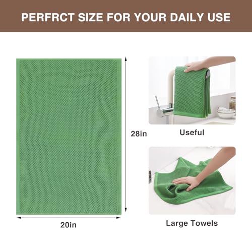 Image of Homaxy 100% Cotton Oversized Waffle Weave Kitchen Dish Towels, Ultra Soft Absorbent Quick Drying Cleaning Towel, 20x28 Inches, 8-Pack, Grass Green