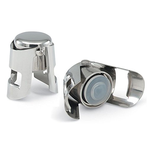 Taleemall Bouchon à Champagne en Acier Inoxydable Scellé Sous Vide Vin Bouchon de Bouteille,2 Pack