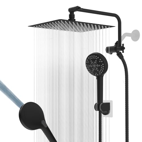 Image of 12 inch Metal Rainfall Shower Head with 10-Mode Handheld, Oil Rubbed Bronze