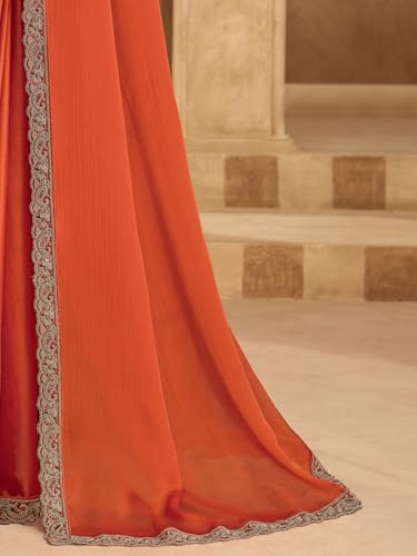 Image of AKHILAM Women's Satin Sequence Embroidery Saree With Unstitched Blouse Piece(SNDLWOD1601 TFH Parent)