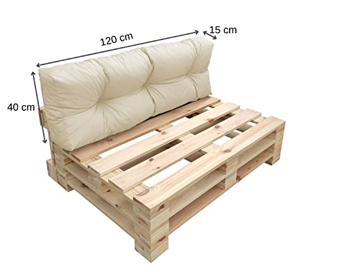 Chilly Pilley Cojín para Palets Impermeable - Cojín de Jardín Repelente Al Agua - Muchos Tamaños Y Colores (Juego de 3 Crema) - imagen 4