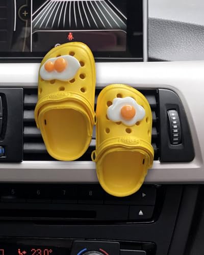 Gowik Car Air Fresheners Shoe Air Vent Clips with Poached Eggs 2 PCS Cute Car Accessories for Women Funny Car Air Vent Clip Diffusers Car Decoration for Men, Yellow