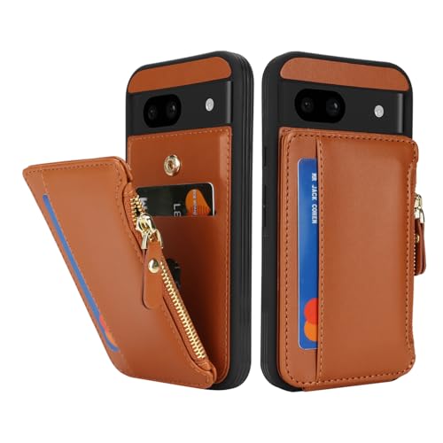 Image of Cavor for Google Pixel 8a Case Wallet with Card Holder, Brown