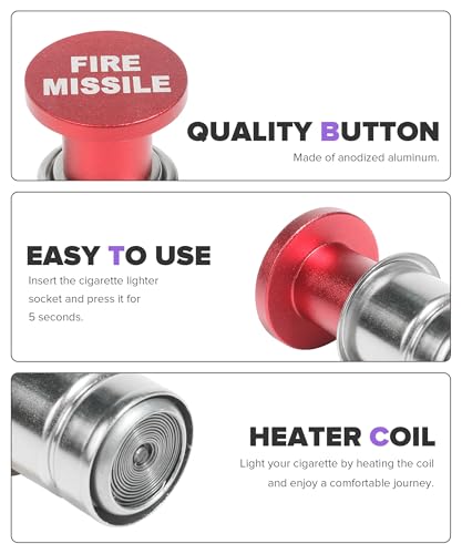 Image of Car Cigarette Lighter,Car Accessories,12 Volt Waterproof Pop-Out Aluminum Alloy Vehicle Cigarette Lighter Plug,Fit for Most Cars with Standard 12V Power Source (FIRE Missiles)