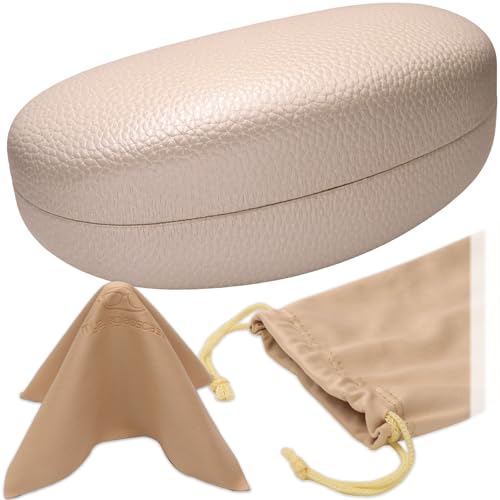 Image of MyEyeglassCase Large Hard Sunglasses Case | fits Large curved Sunglasses, with microfiber bag and cleaning cloth