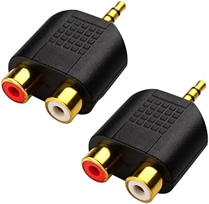 CERRXIAN LEMENG (2-Pack of) Gold Plated 3.5mm Stereo to 2-RCA Male to Female Adapter,Audio Splitter Adapter, Dual RCA Jack Adapter