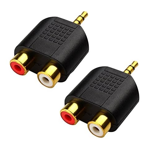 CERRXIAN LEMENG (2-Pack of) Gold Plated 3.5mm Stereo to 2-RCA Male to Female Adapter,Audio Splitter Adapter, Dual RCA Jack Adapter Cover