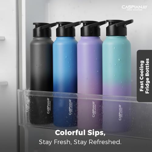 Image of CASPIAN / / / HIke ISI Certified Stainless Steel Water Bottle 1 ltr. (Orchid, 1 Litre) | Leak Proof Sipper for Fridge Home Office Travel School Kids Boys Girls Adults Sports Gym Yoga Gift | BPA Free