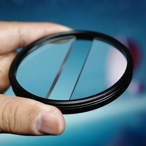 62mm Double Split Diopter Filter,Anti Oil Coating Layer Double Split Diopter Glass Lens Filter,Blur Zoom Center Filter for SLR Cameras Special Effect Filter - Image 2