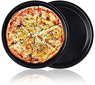 bizwiz Store Aluminium Microwave Oven Baking Tray OTG Safe Round Non Stick Teflon Coated Carbon Steel Hard Anodized Deep Dish Mould Pizza Pan (9 inch)