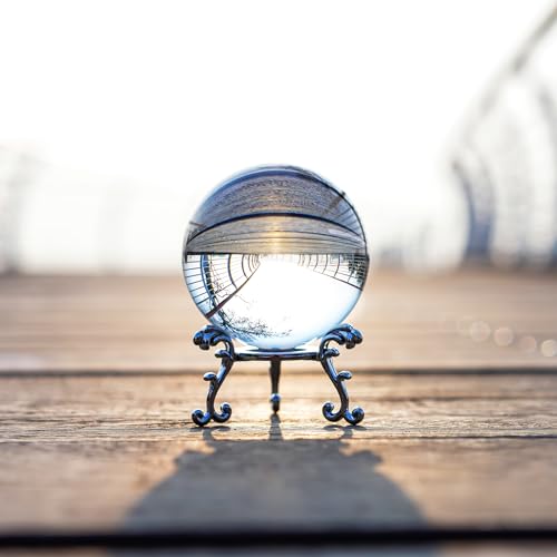 ZEERSHEE 60mm Sparkling Clear Crystal Ball with Stand Handcrafted Photography Prop for Magical Shots Elegant Home & Party Decor for Women