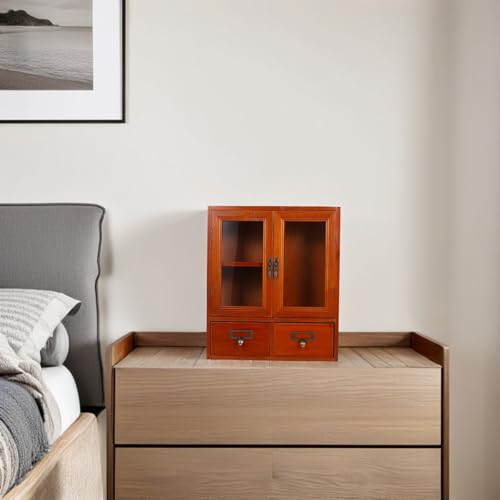 Hohopeti Armario de Almacenamiento Rústico de Madera para Pared, Mini Vitrina Doble Puerta, Armario Compacto para Habitación y Primeros Auxilios - imagen 2