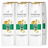 Pantene Champú + Acondicionador + Tratamiento 3en1 Suave & Liso Nutri Pro-V para cabello encrespado y rebelde, 6x300 ML
