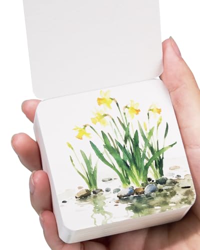 LIGHTWISH ミニ水彩スケッチブック 正方形 60枚 6.5×6.5cm 細目(ホットプレス) 300gsm 旅行用 ルーズリーフ