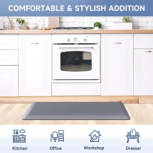 Image of StepRite 4 /5 Inch Thick Kitchen Mat Anti Fatigue Mat Kitchen Rugs Kitchen Decor Non-Slip, Stain & Water Resistant, Kitchen Mats Desk Mat for Kitchen, Office, Workshop, Grey, 17'' x 39''
