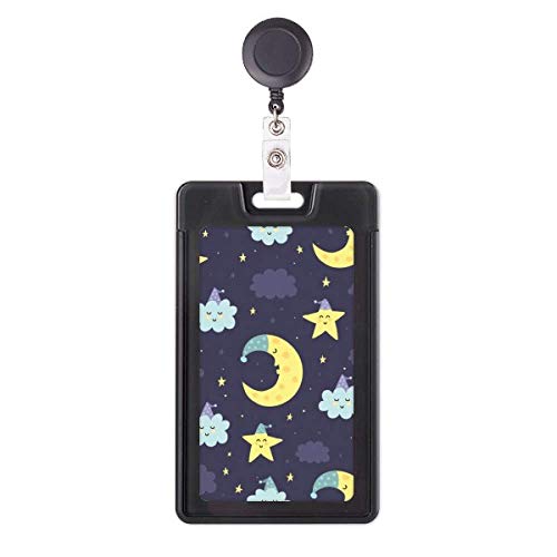 Porte-badge rétractable lune et nuit animée pour cartes de bureau