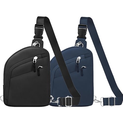 TOPEAST Anti-theft Crossbody Bag for Women 2Pcs - Black & Blue Cross-body Shoulder Bag with Zipper for Travel, Work, Hiking