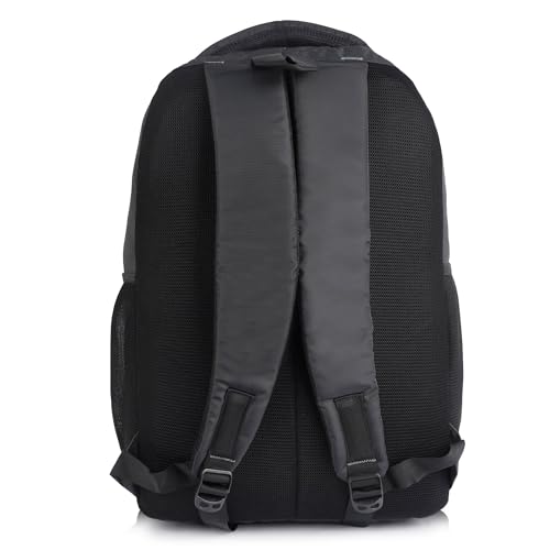 Image of Half Moon 30L Laptop Backpack for Men & Women, Polyester, Water Resistant, Padded Sleeve with Reflective Strip, Black & Grey