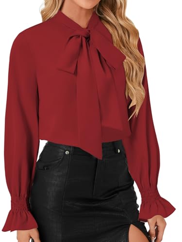 Image of LYANER Women's Bow Tie Neck Business Work Blouse