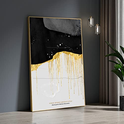 Peinture Moderne Abstraite Géométrie Dorée Toile Salon Grand Format Poster Mural 80x110cm