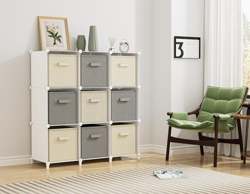 HOMIDEC Closet Organizers and Storage, 9 Cube Storage Organizer, Portable Closet Organizer Cubes Shelves for Clothes, Bedroom, Kids Room, Bathroom, Wardrobe, White thumbnail 6