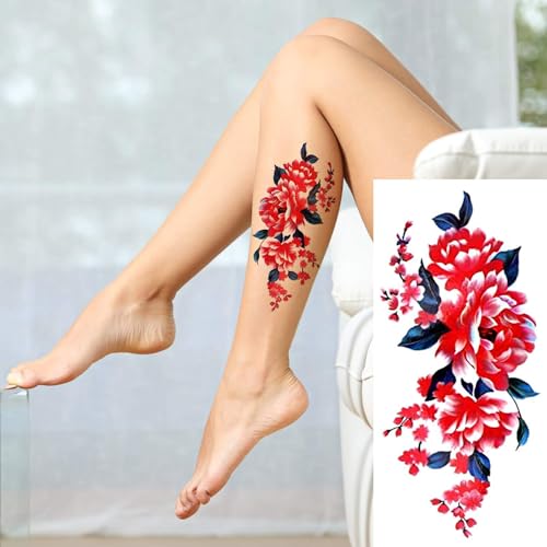 Temporäre Tattoos PHOGARY 24 Stück große Blumen für Frauen