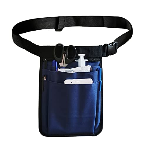 Nurse Utility Organizer Belt Fanny Pack Hip Bag Waist Pack Pouch Case for Medical Scissors Care Kit Tool (Dark Blue)