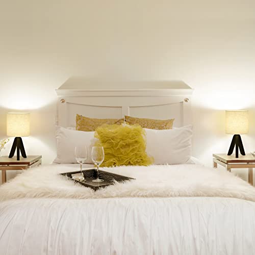Lamps For Bedrooms Set Of 2 Small Tripod Nightstand Lamp With Fabric Shade Modern Cute Bedside Table Lamp Desk Lamp For Bedroom, Kids Room, Reading Desk, Living Room #TOP4