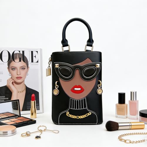 Bolso Satchel Negro de Cuero PU con Diseño 3D para Mujer miniatura 4