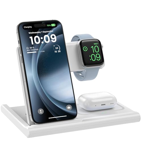 3 in 1 iPhone Ladestation für Apple,Induktive Ladestation für iPhone 12–17 Pro Max,Schnelles Kabelloses Ladegerät für Ai...