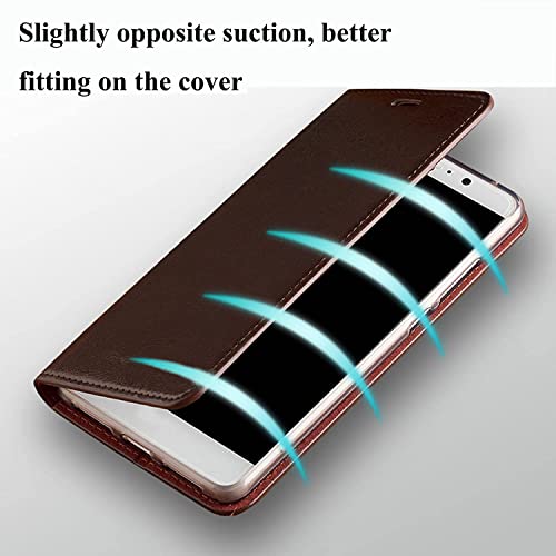 Funda de piel iPhone 14 cuero legítimo con cierre magnético marrón 2