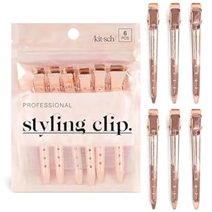 Kitsch Professional Alligator Clips for Hair Styling – 3.5″ Aluminum Hair Sectioning Clips for Salon & Makeup Application | Ideal Gifts for Women – Rose Gold, 6 Pcs