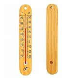 Large 10.5 Inch Vertical Wooden Thermometer | Indoor & Outdoor Use, -20°F to 120°F/-30°C to 50°C, Battery-Free, Weatherproof, Easy to Read & Ready to Hang