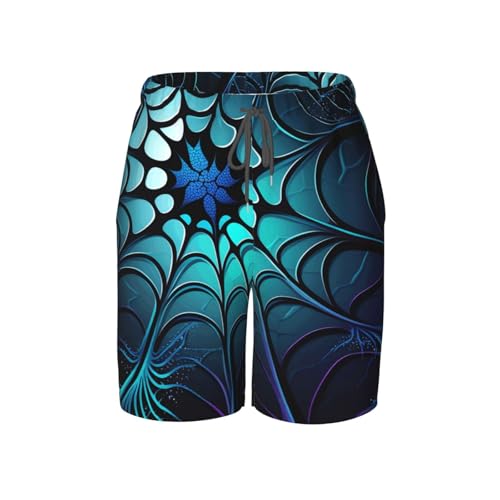 Boys Swim Trunks Beach Board Shorts Summer Bathing Suits Teen Kids, Spider Web Cool Art