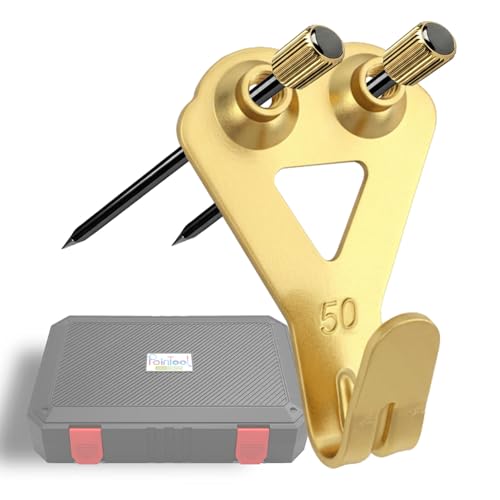Image of Picture Hangers Heavy Duty, Extra Thick, 50 lb, Decorative Hanging Hooks Hardware for Drywall and Plaster Walls with Large Nailers and Nails, Painting, 100pcs, Gold