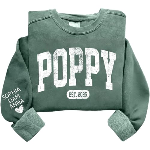 HHLYN14 Personalized Poppy EST Sweatshirt, Custom Year Crewneck with Name,