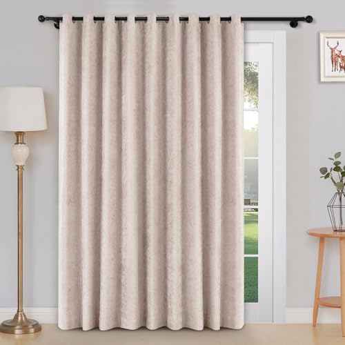 Macochico Extra Wide Full Blackout Curtains 100”Wx96”L, Thermal Drapes for Sliding Door Patio Doors, Luxury Light Filtering Grommet Drapery for Bedroom Living Room, Pink Lemonade, Grommet, 1