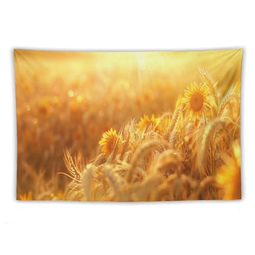 Tapisserie blé doré et tournesols Jubonexis en polyester de 101,6 x 152,4 cm pour salon