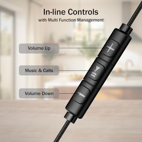 Image of pTron Boom Play X6 in-Ear Type C Wired Earphones with Mic, 14mm Drivers for Pristine Sound, 1.2M Tangle-Free Cable, in-Line Controls, Snug-Fit & Wide Compatibility with C Type Devices (Black)