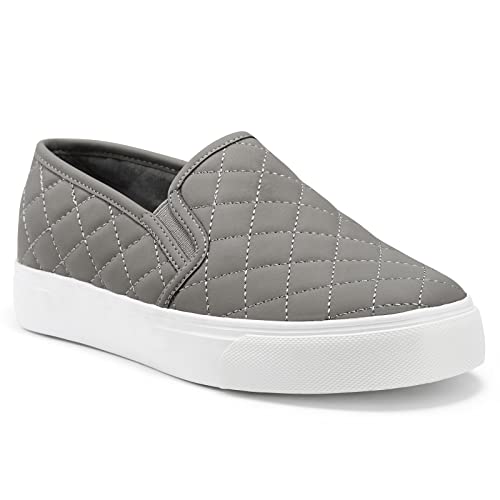 Image of JENN ARDOR Womens Slip On Sneakers Perforated /Quilted Casual Shoes Fashion Walking Flats