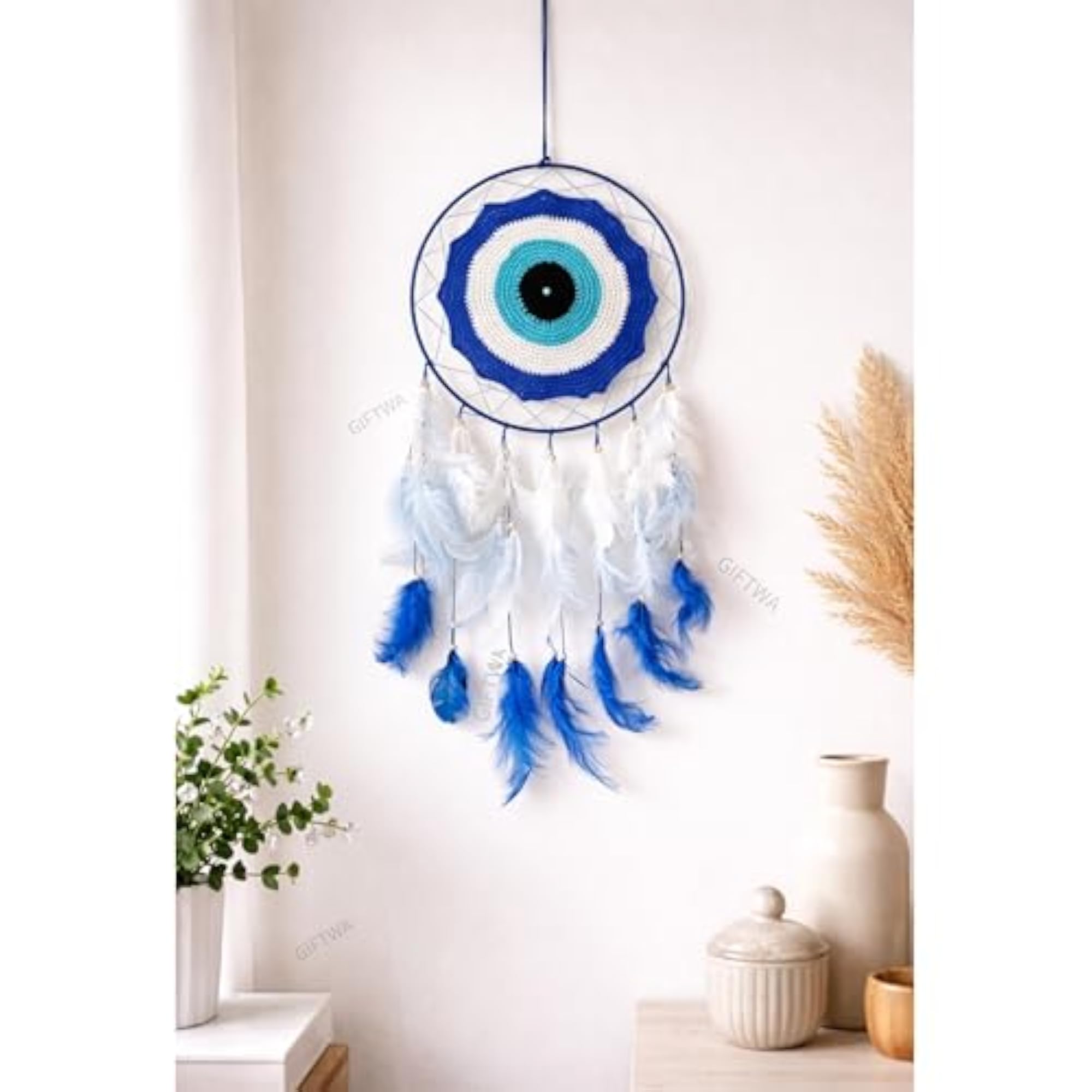 Evil Eye Dreamcatcher Wall Hanging, Handmade Protection Decor