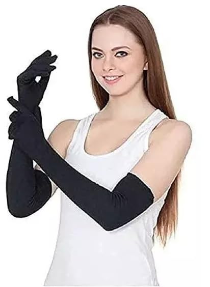 KUMUD Women's and Men's Cotton Pollution and Sunburn Sunlight Protection Full Hand Gloves for Biking and Driving Dust- Beige-image-9