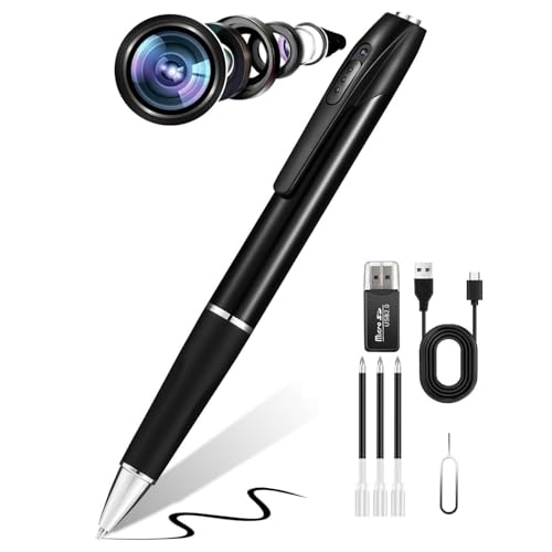 WIWACAM 2025-gen Stiftkamera: 1080P Full HD H.265 Mini Kamera überwachung Kamera Tragbare kleine Überwachungskamera für Klassenzimmer Büro Besprechung Reise