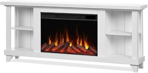 Real Flame Penrose Slim Electric Fireplace with Remote Control - Realistic Fireplace Heater - White Indoor Fireplace (7770E-W)