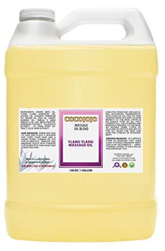 COCOJOJO One Gallon / 128 oz Pure Ylang Ylang Massage Oil for Massage Therapy and Aromatherapy - Bulk Massage Oil Wholesale Price Ylang Ylang Essential Oil in Jojoba Oil Blend - Professional Grade