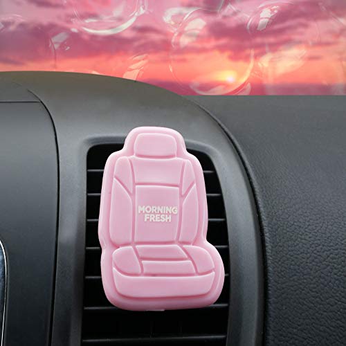 Image of FH Group Morning Fresh 3D Scented Air Freshener 1-Pack Clip-On Non-Toxic, Plastic Alcohol-Free Fragrance Oil Car Seat Shape Long Lasting for Cars, SUVs, Closets, Small Spaces, etc. Pink