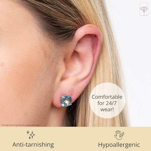 Amazon Collection 925 Sterling Silver Cushion Cut Birthstone Stud Earrings for Women4