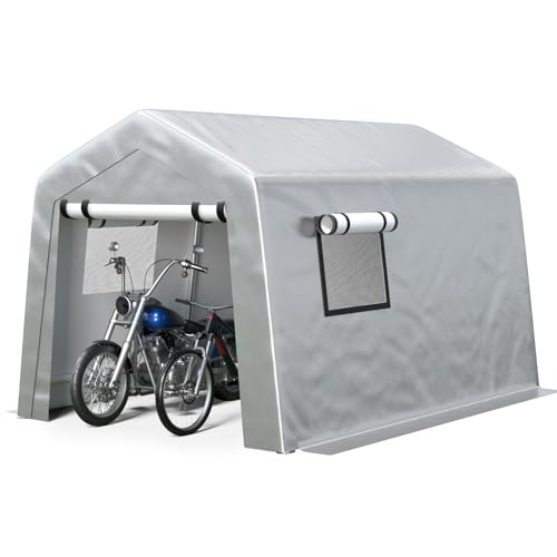 Jocoevol 8x10 ft Carport Heavy Duty Tent with Roll-up Windows, Portable Garage with Galvanized Steel Tubes, Car Canopy All-Season Tarp for Car Boat Truck Motorcycle