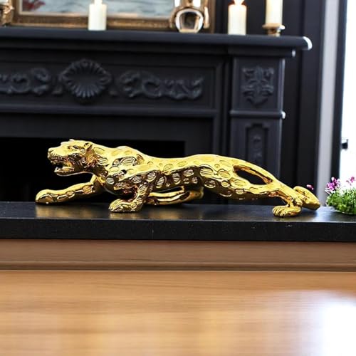 URBANVIBE HANDICRAFTS Golden Jaguar Showpiece - TV Unit House Decoration Items for Living Room, Show Piece for Home Decor (Spotted Design) (12 Inch/30 Cm) URBANVIBE HANDICRAFTS Golden Jaguar Showpiece - TV Unit House Decoration Items for Living Room, Show Piece for Home Decor (Spotted Design) (12 Inch/30 Cm)