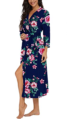 Image of VINTATRE Women Robes Long Knit Bathrobe Lightweight Soft Bath Robe with Pockets